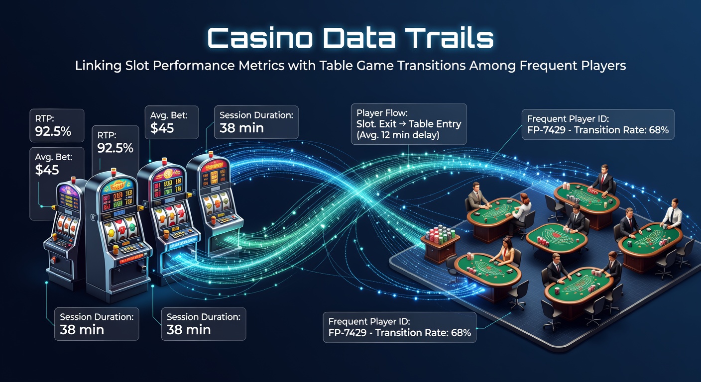 Casino floor showing slot machines transitioning to table game areas with player tracking interfaces