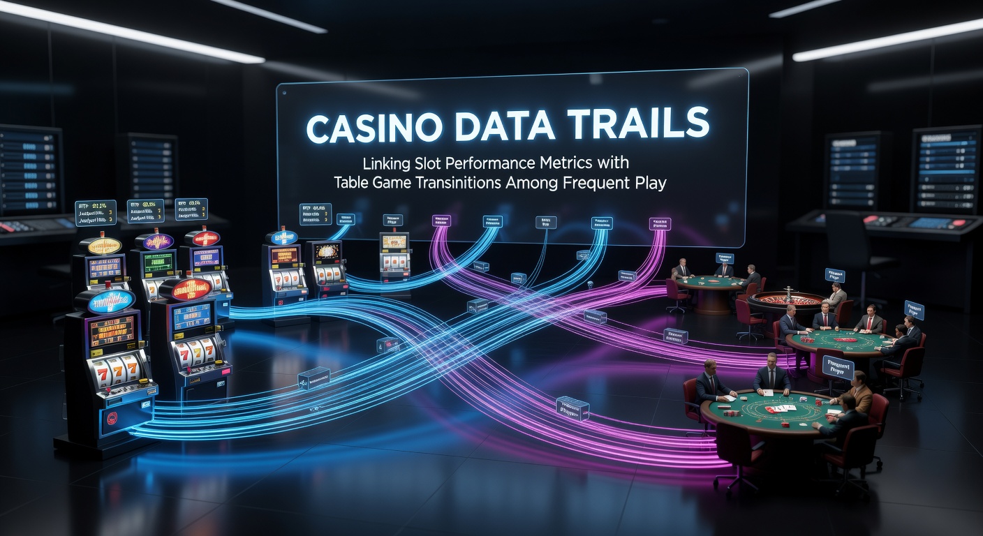 Data visualization dashboard displaying slot metrics connected to table game transition paths for frequent players