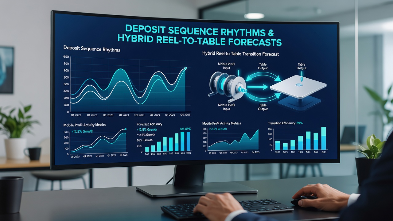 Analytics dashboard highlighting deposit sequence patterns and predicted reel-to-table game transitions for mobile user clusters