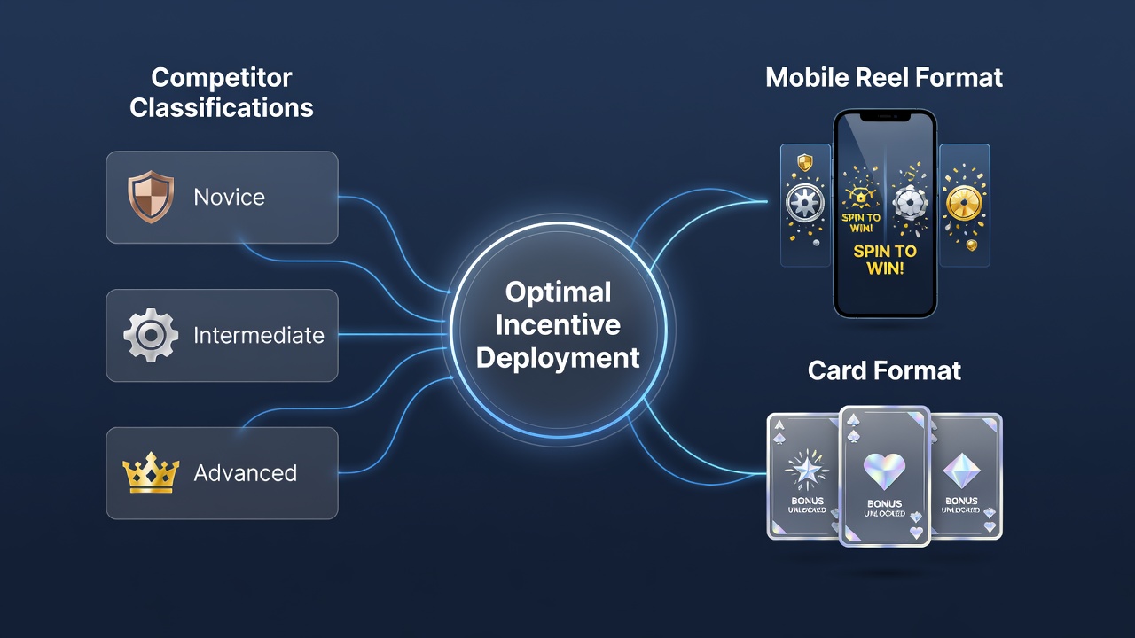 Mobile casino interface showing reel and card game options with player classification overlays