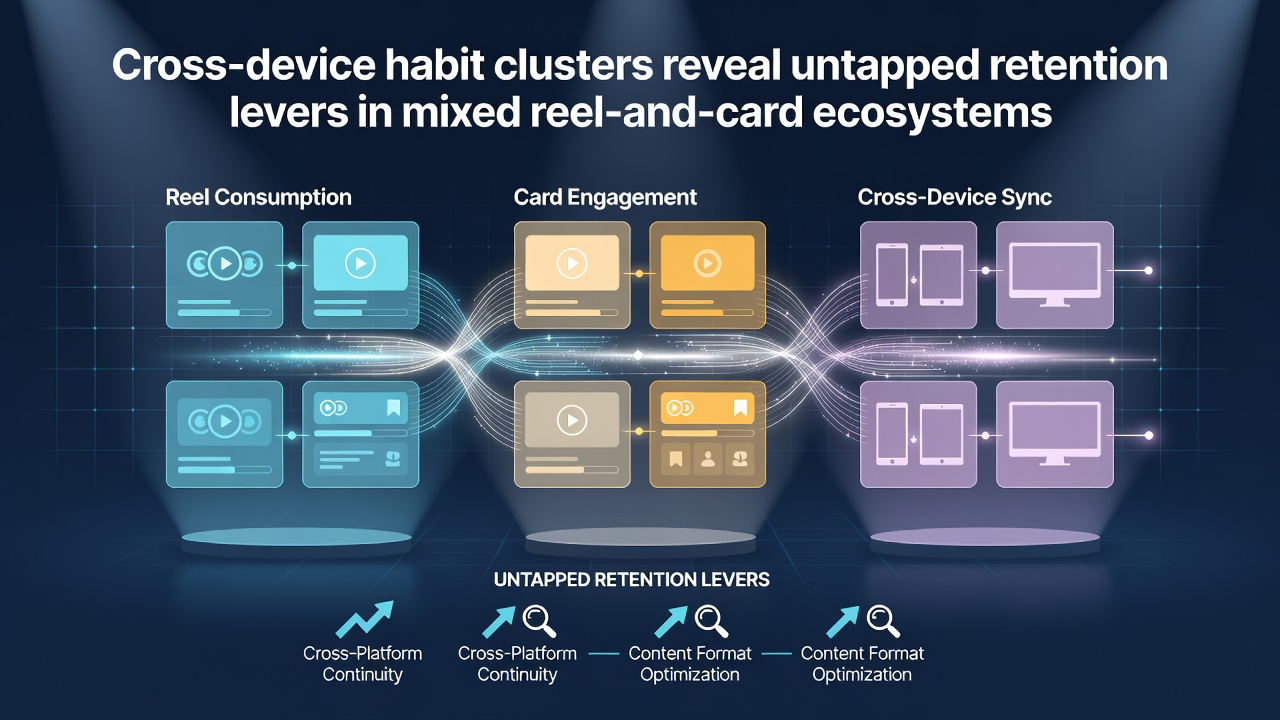 Visualization of cross-device habit clusters showing user transitions between mobile reels and desktop card games in casino platforms