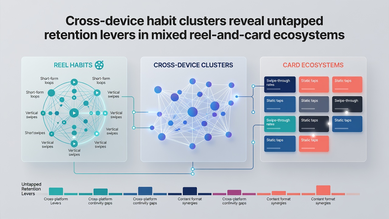 Infographic displaying retention lever activation points across different habit clusters in reel and card gaming ecosystems