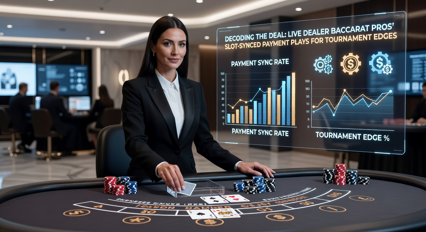 Live dealer baccarat table with digital payment interfaces synced to slot bonuses during a tournament