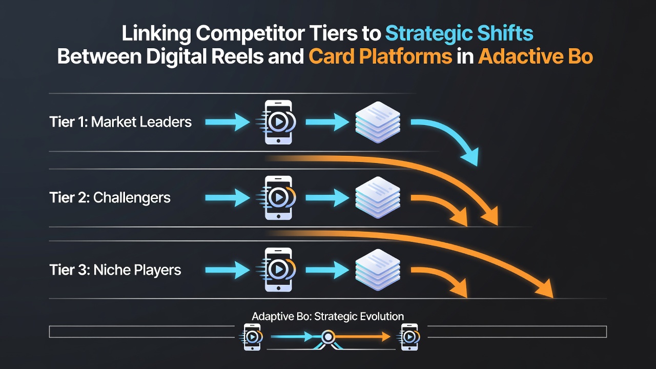 Analytics dashboard displaying competitor tier movements and bonus adaptation patterns between reels and cards