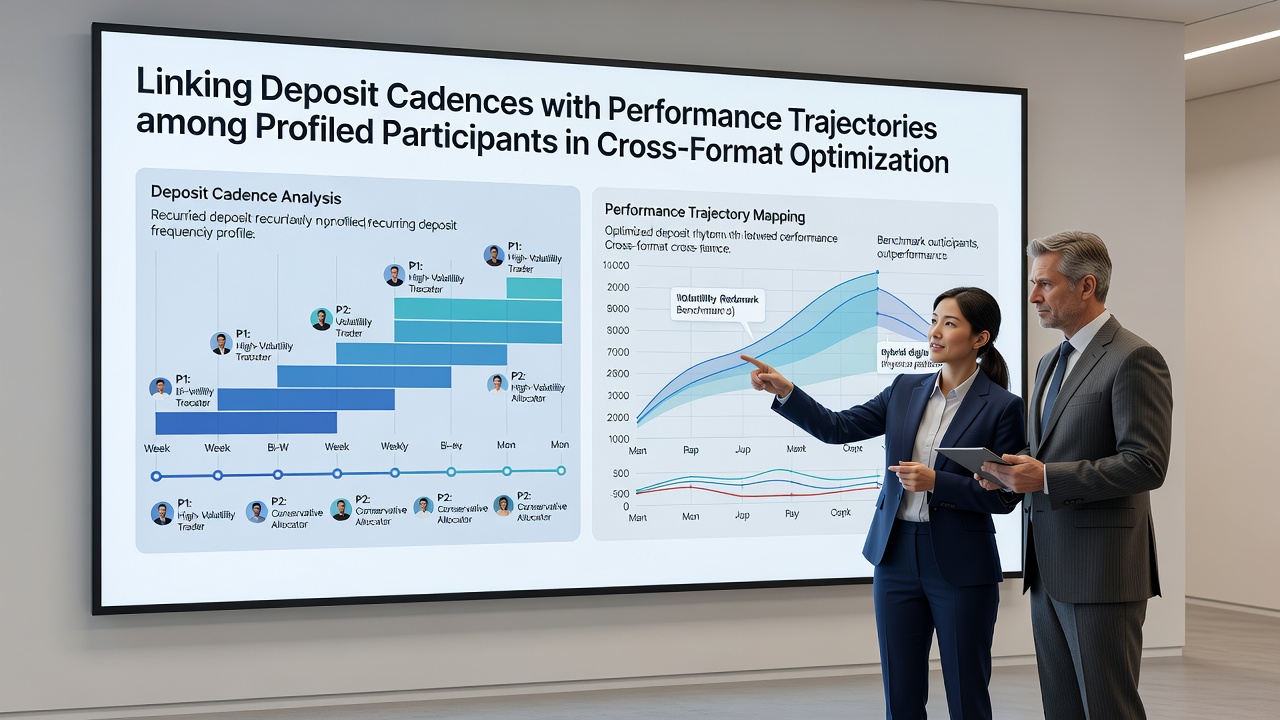 Chart comparing participant performance trajectories grouped by deposit cadence categories across multiple tournament formats