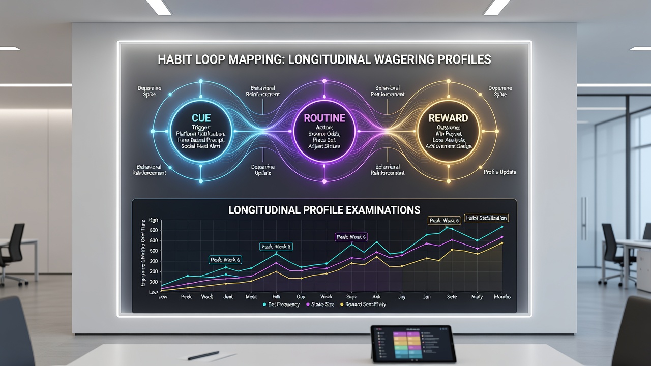 Heatmap visualization of habit loop transitions between slot and table game categories in player profiles