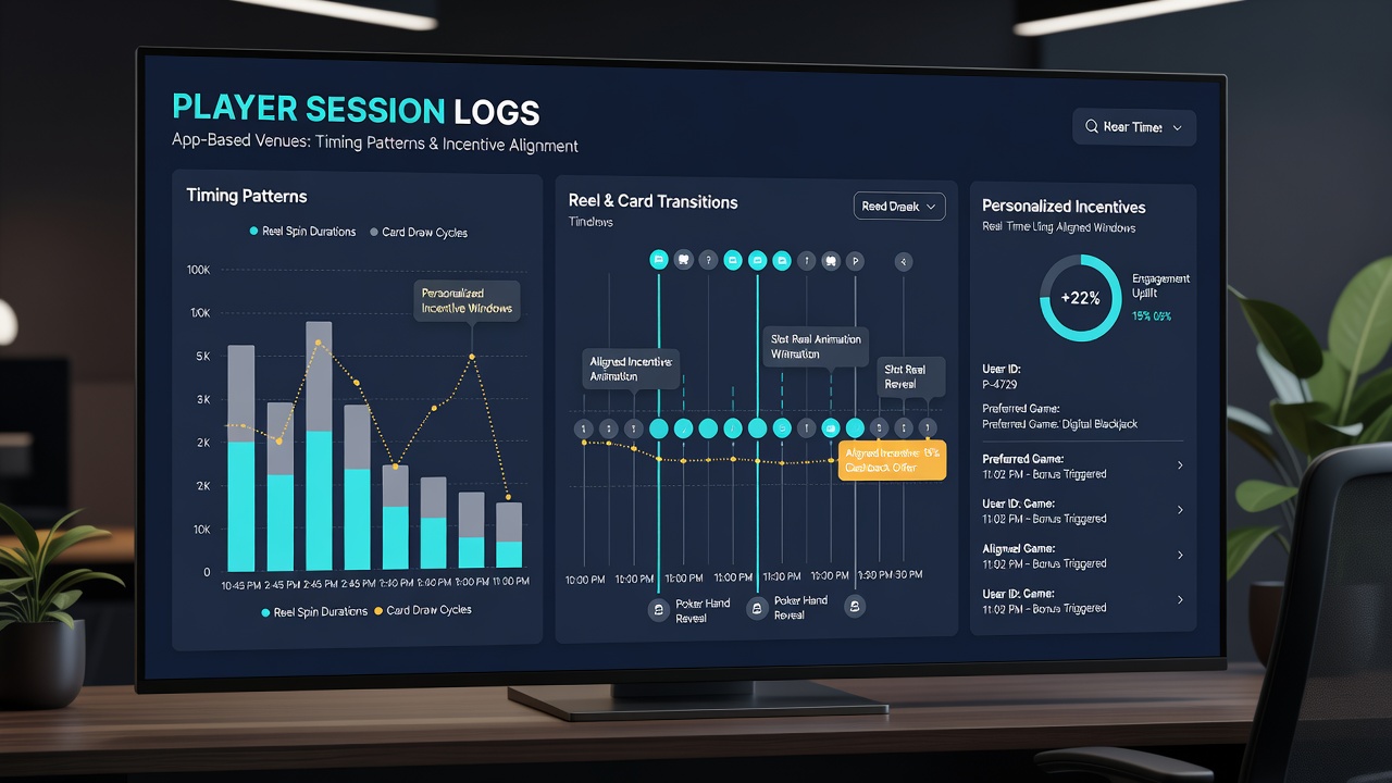 Data visualization showing player session timelines with reel-to-card transitions highlighted alongside incentive delivery markers